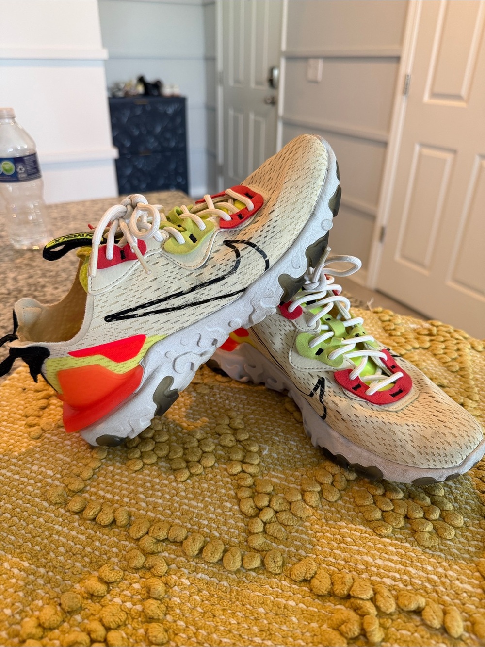 Women’s Nike Lightweight Running Sneakers in Cream with Neon Accents